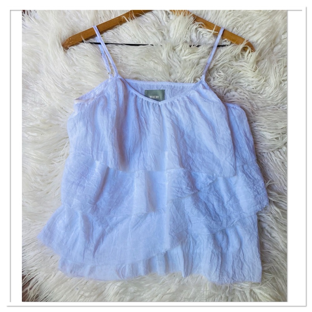 Anthropologie Maeve Tiered Camisole Tank Top White Size Extra Extra Small